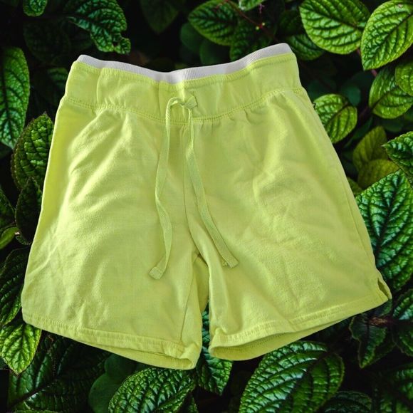 Basic Editions Girls Shorts Medium 7 8 Bottoms Lime Green White Cotton Blend - Picture 1 of 6